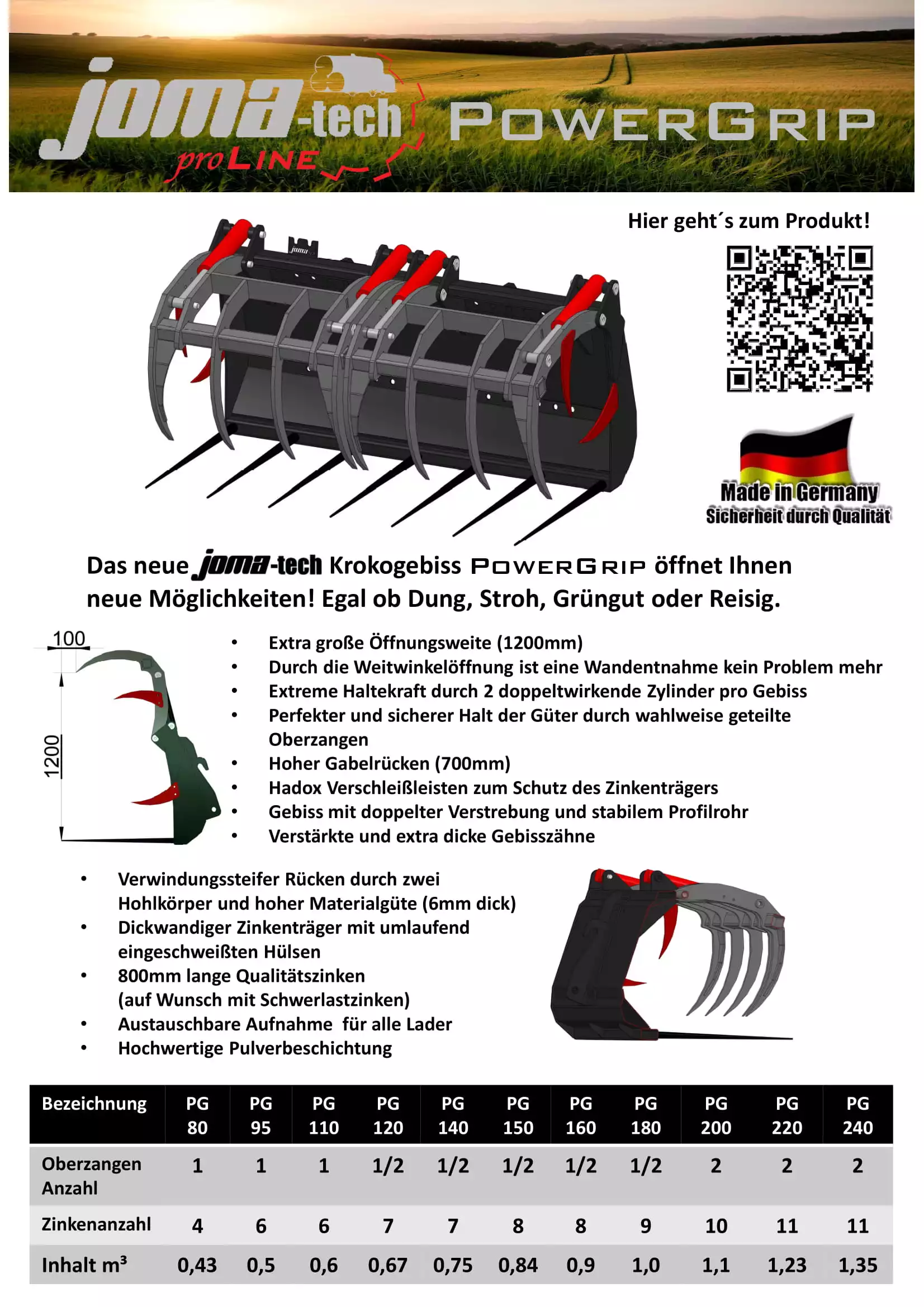 Krokodilgebiss Powergrip mit Euroaufnahme Powergrip - [ 2400mm zweiteilig ]