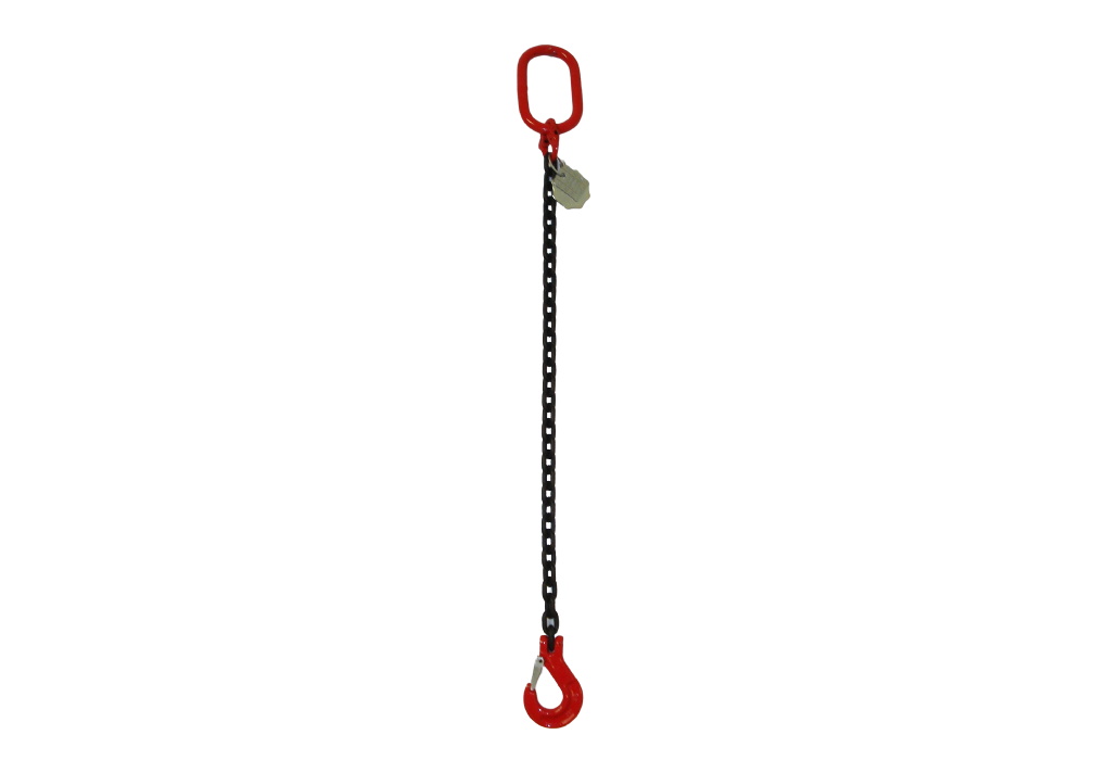1-Strang Anschlagkette 5m GK8 10mm schwarz mit Sicherheitshaken und Verkürzungsklaue