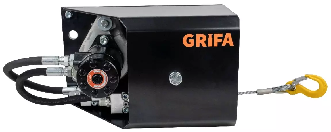 Hydraulikwinden Kranseilwinde GRIFA 2200kg mit Umlenkrolle und 8mm Windenseil